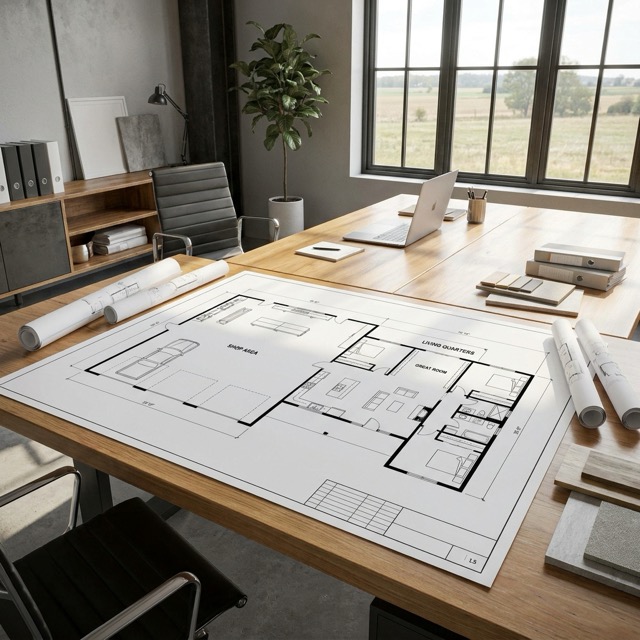 barndominium with shop floor plan Kentucky - combined living and workspace layouts